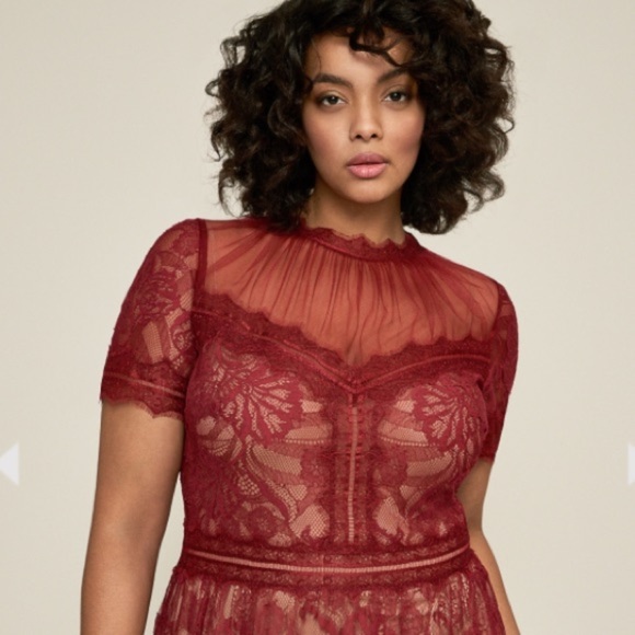 Tadashi Shoji Camilla Lace Maxi Gown Dress 20Q Rosewood Nude Plus Formal Holiday - Picture 14 of 16